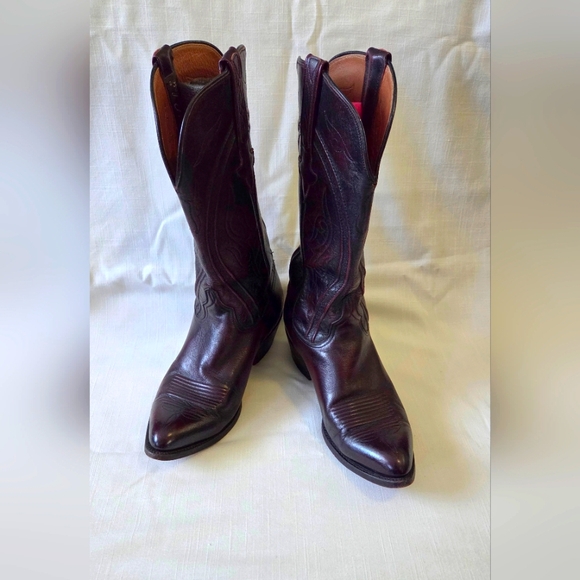 Lucchese Gavin Black Cherry Cowboy Boots Size 9.5 2E. Crafted In Texas main image 8